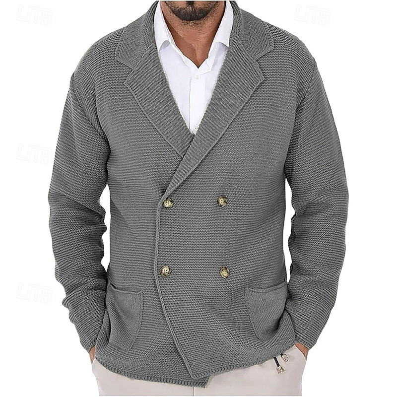 Per uomo Felpa Cardigan A Coste Maglia Top Regolari Lavorato a maglia Semplice Dentellato Moderno Contemporaneo Elegante casual Ufficio Casuale Abbigliamento Primavera & Autunno Nero Blu scuro S M L del 2025 a $41.99 –P5