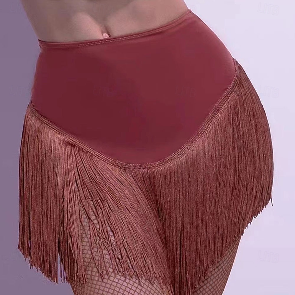 Jupe à franges pour danse latine de salon pour femme – Jupe-pantalon d'entraînement taille haute pour cha-cha, rumba, three-step &spectacles de danse carrée de 2025 ? $28.99 –P1