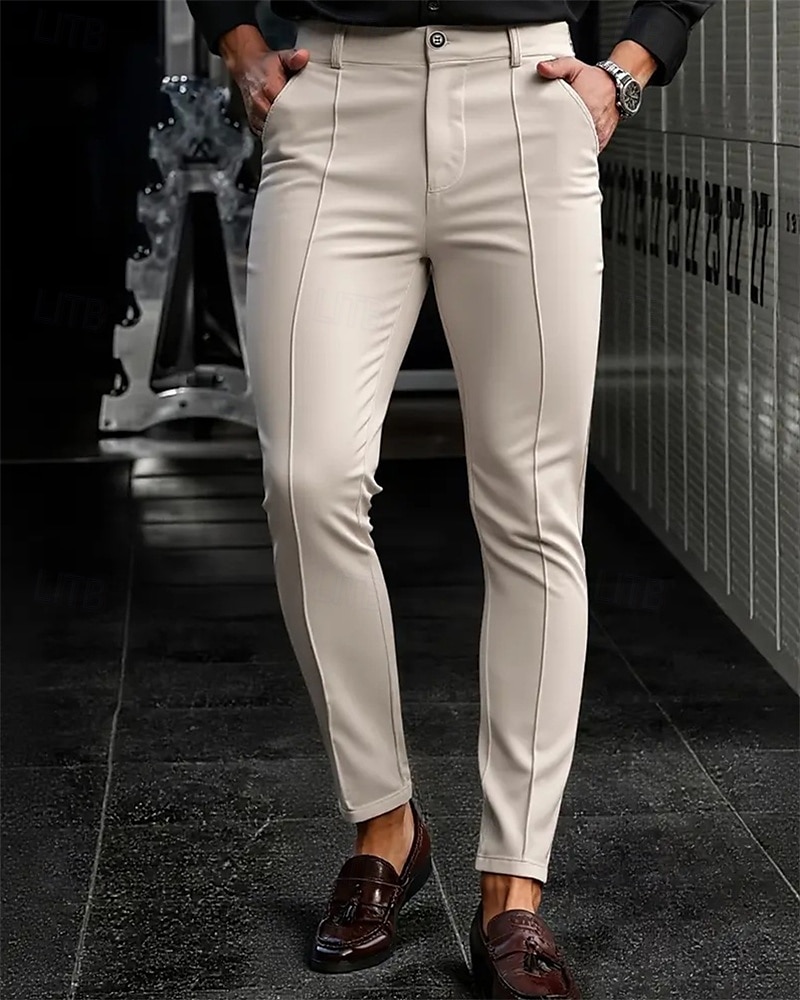 Herren Anzughose Slim Fit Hose Chinos Tasche Knöpfe Einfach Komfort Formell Party Arbeit Mode Klassicher Stil Schwarz Dunkelblau Mikroelastisch 2025 - $23.99 –P1
