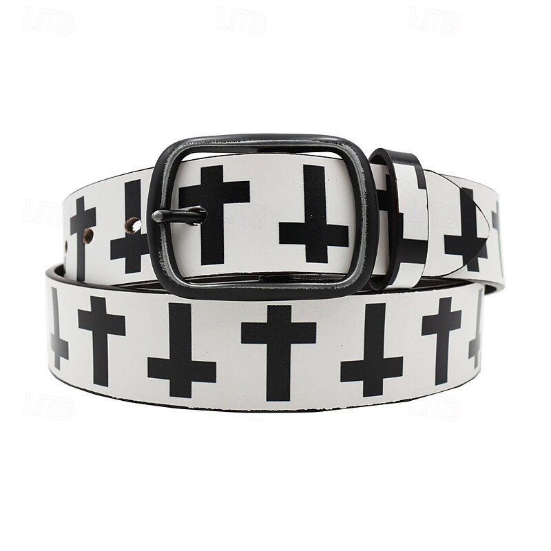Men's Belt Waist Belt Black White Dermis Alloy Durable Adjustable Cross Outdoor Daily 2025 - $29.99 –P9