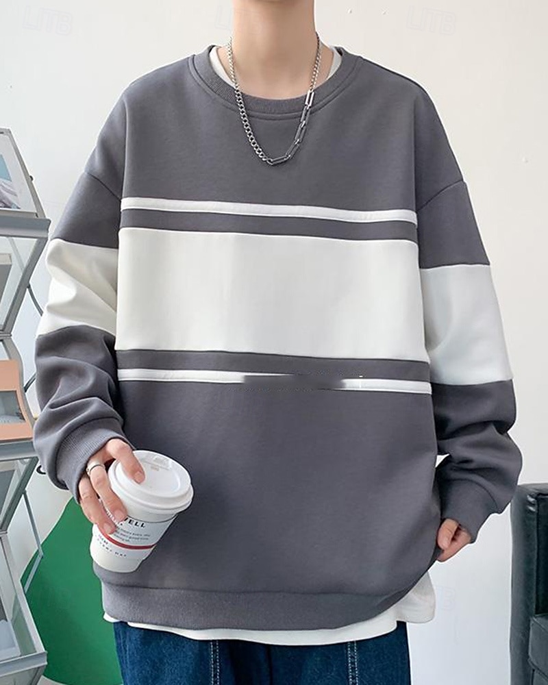 Herren Pullover Langarm Oberteil Athleisure Atmungsaktiv Leger Sportbekleidung Sportkleidung Patchwork Schwarz Beige Grau 2025 - $15.19 –P5