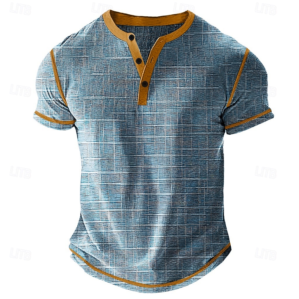 Men's Graphic Plaid Henley Shirt Waffle T Shirt Short Sleeve Daily Classic Retro Vintage Casual Sports Outdoor Holiday Spring & Summer All Seasons Blue Green Dark Grey Henley Henley T-Shirt 2026 - $28.99 –P1