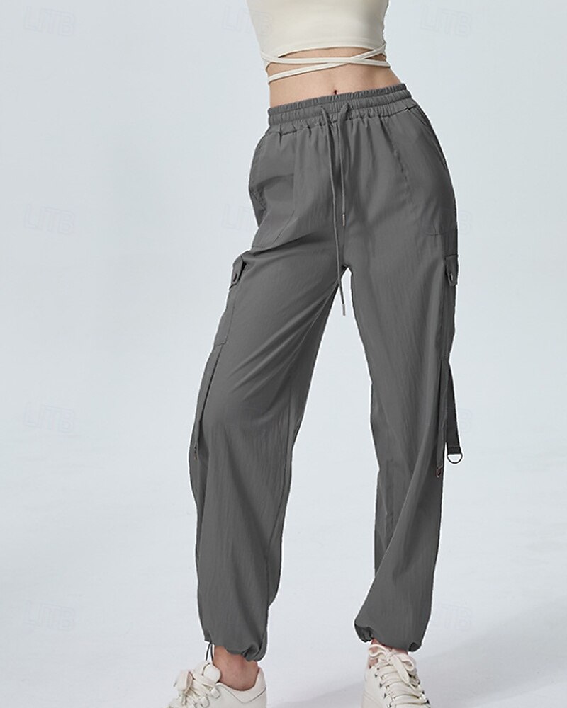 Femmes Pantalons Cargo Slacks Streetwear Occasionnel Longueur complète Naturel Uni Avec Poches Conception à cordon élastique Doux Tenue quotidienne Week-end Noir Rouge Fuchsia Gris argenté Automne de 2025 ? $22.99 –P9