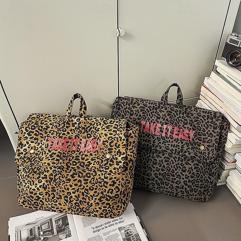 Leopard Print Corduroy Backpack for Girls – Y2K Aesthetic School Bag for Students, Daily Use & Back to School Season 2025 - $32.99 –P2