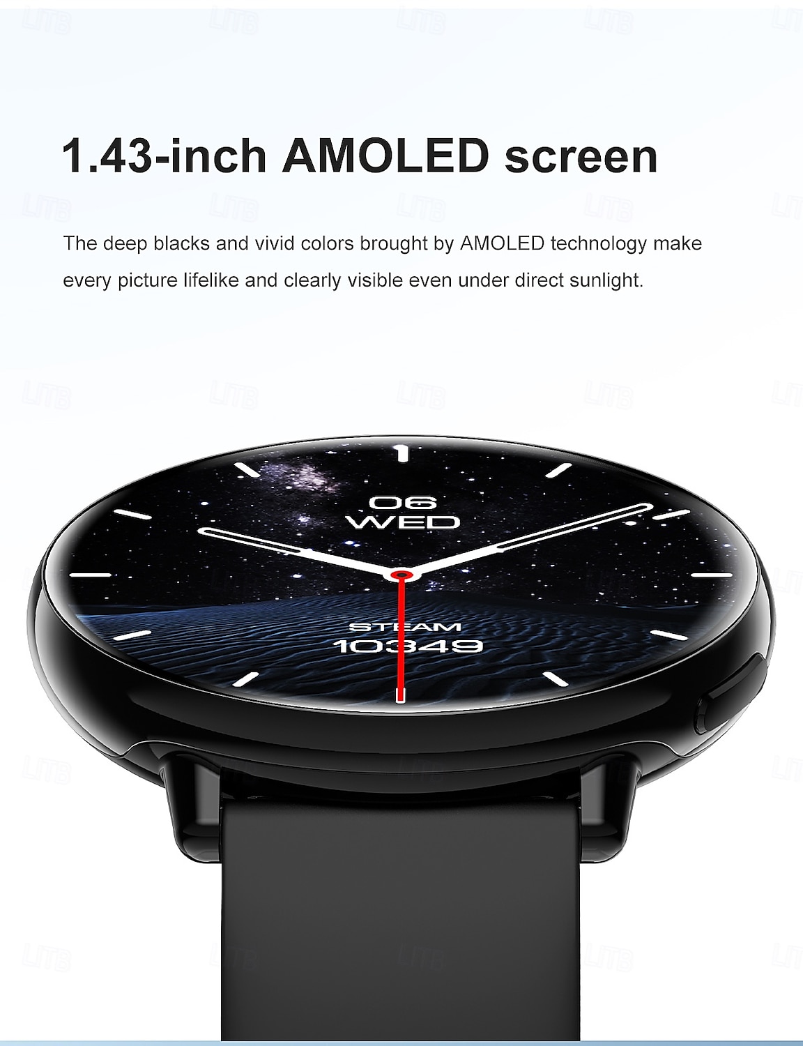HD21 Montre intelligente 1.43 pouce Smartwatch Montre Connectée Bluetooth Minuterie Rappel d'appel Moniteur de Fréquence Cardiaque Rappel sédentaire Trouver mon Appareil Compatible avec Android iOS de 2025 ? $52.99 –P4
