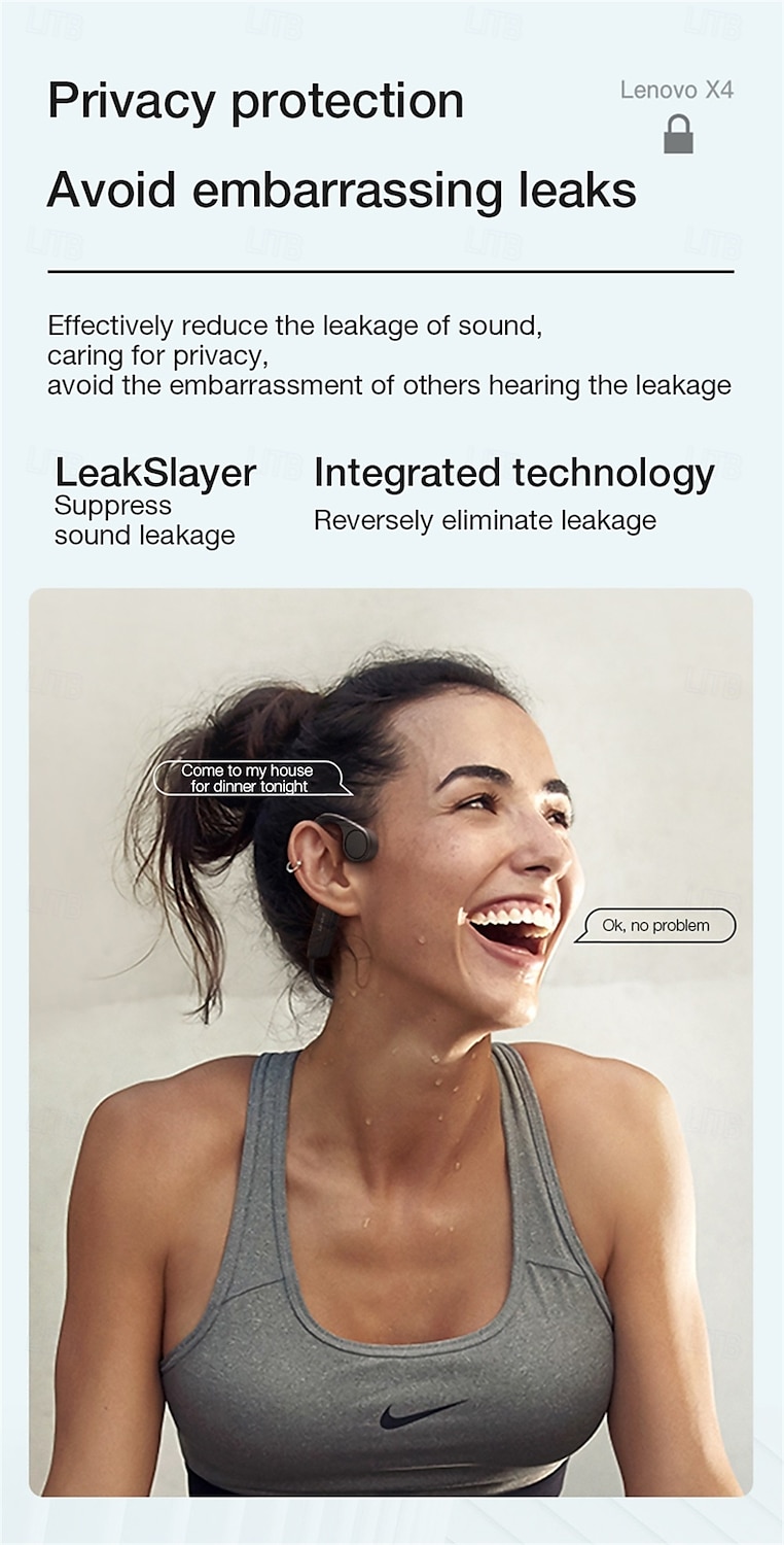Lenovo X4 Bone Conduction Headphone Bone Conduction Headphones Bluetooth5.0 Ergonomic Design HIFI IPX5 for Apple Samsung Huawei Xiaomi MI Mobile Phone Valentine's Day Gift 2026 - $46.99 –P6