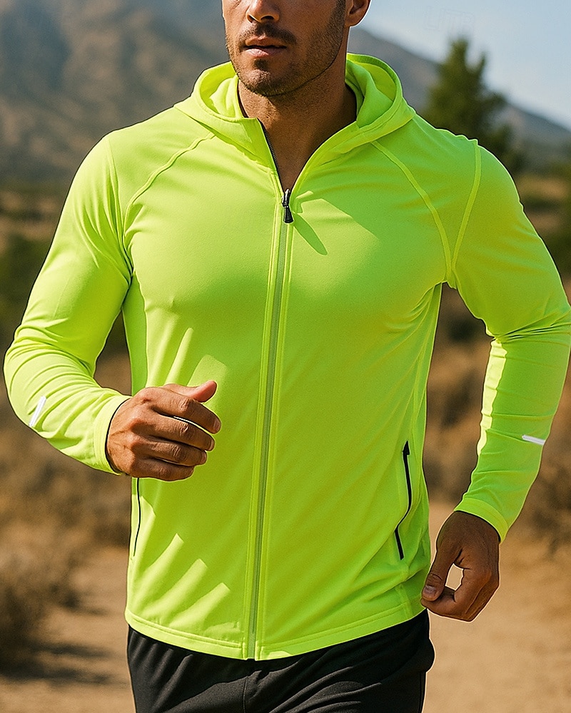 Męskie Běžecká bunda Kurtka Outdoorowa Kurtka z kapturem Kieszeń Ściągana na sznurek Długi rękaw Top Athleisure Odporność na wiatr Szybkie wysychanie Odprowadza wilgoć Oddychający Wędkarstwo Piesze 2025 - $26.99 –P1