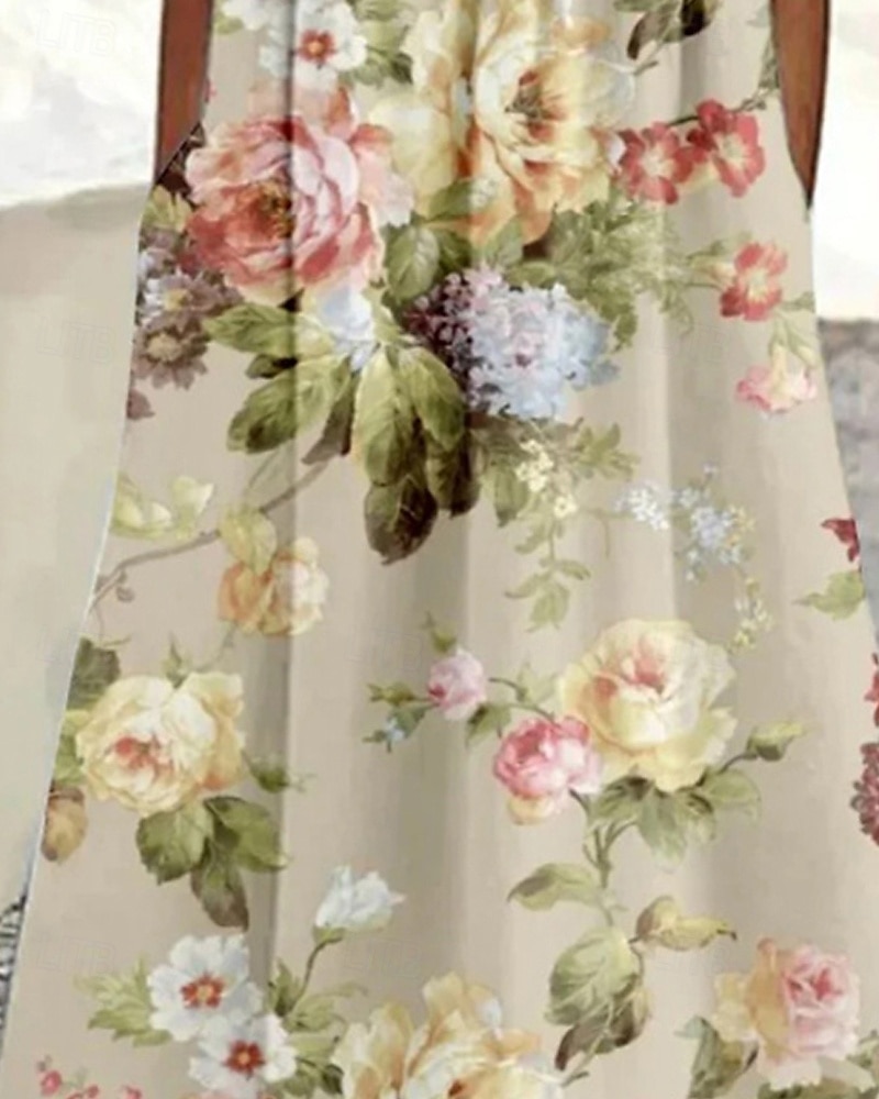 Femmes Robe Midi Robe Décontractée Robe d'été Mode Moderne Quotidien Plage Week-end Coupe régulière Fleur Manche Courte Col ras du cou Jaune Rose Claire Été Printemps Automne de 2025 ? $25.99 –P3
