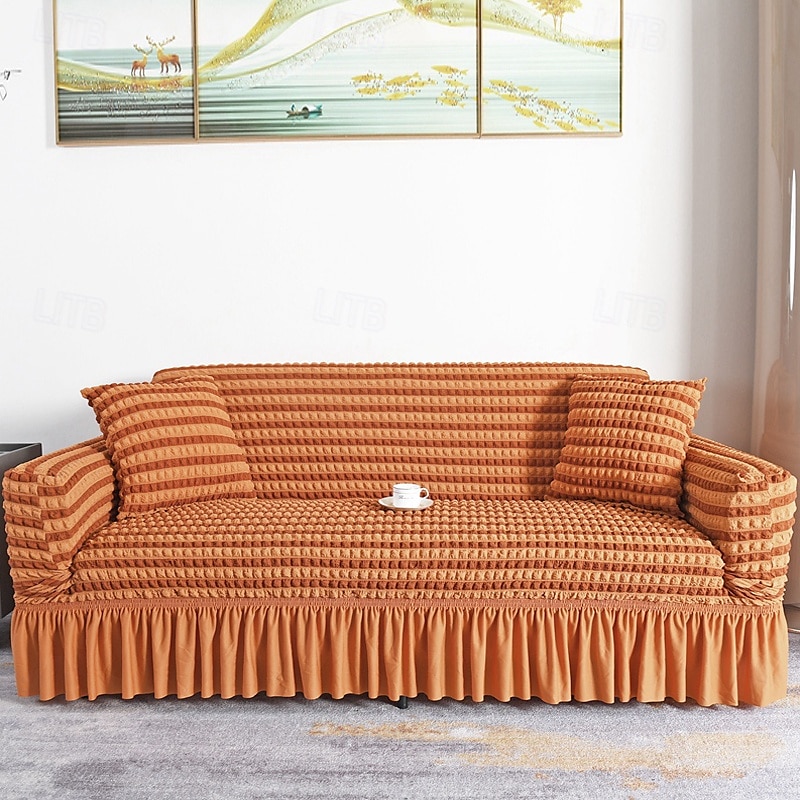 3D Bubble Lattice Elegant Stretch Sofa Cover Loveseat Cover Couch Cover Spandex Elastic Sofa Slipcover Protector with Skirt 2025 - $39.99 –P5
