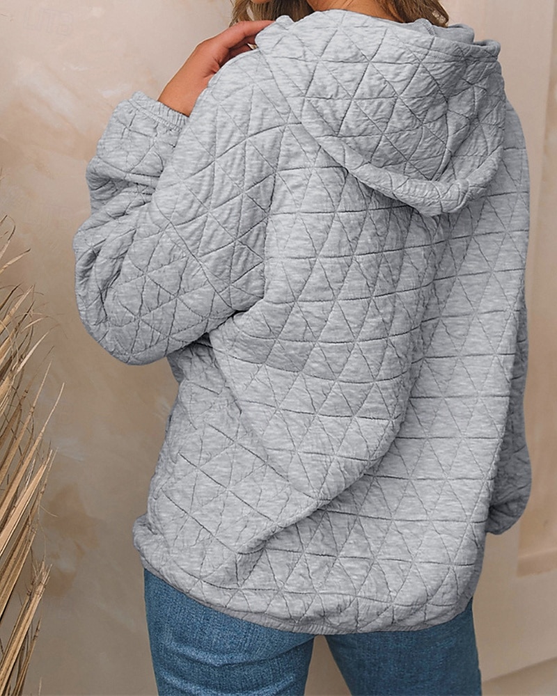 Per donna Felpa con cappuccio Semplice Streetwear Casual Comodo Manica Lunga Con Cappuccio Top Regolari Streetwear Ferie Uscire Nero Bianco Grigio Autunno del 2025 a $31.99 –P6