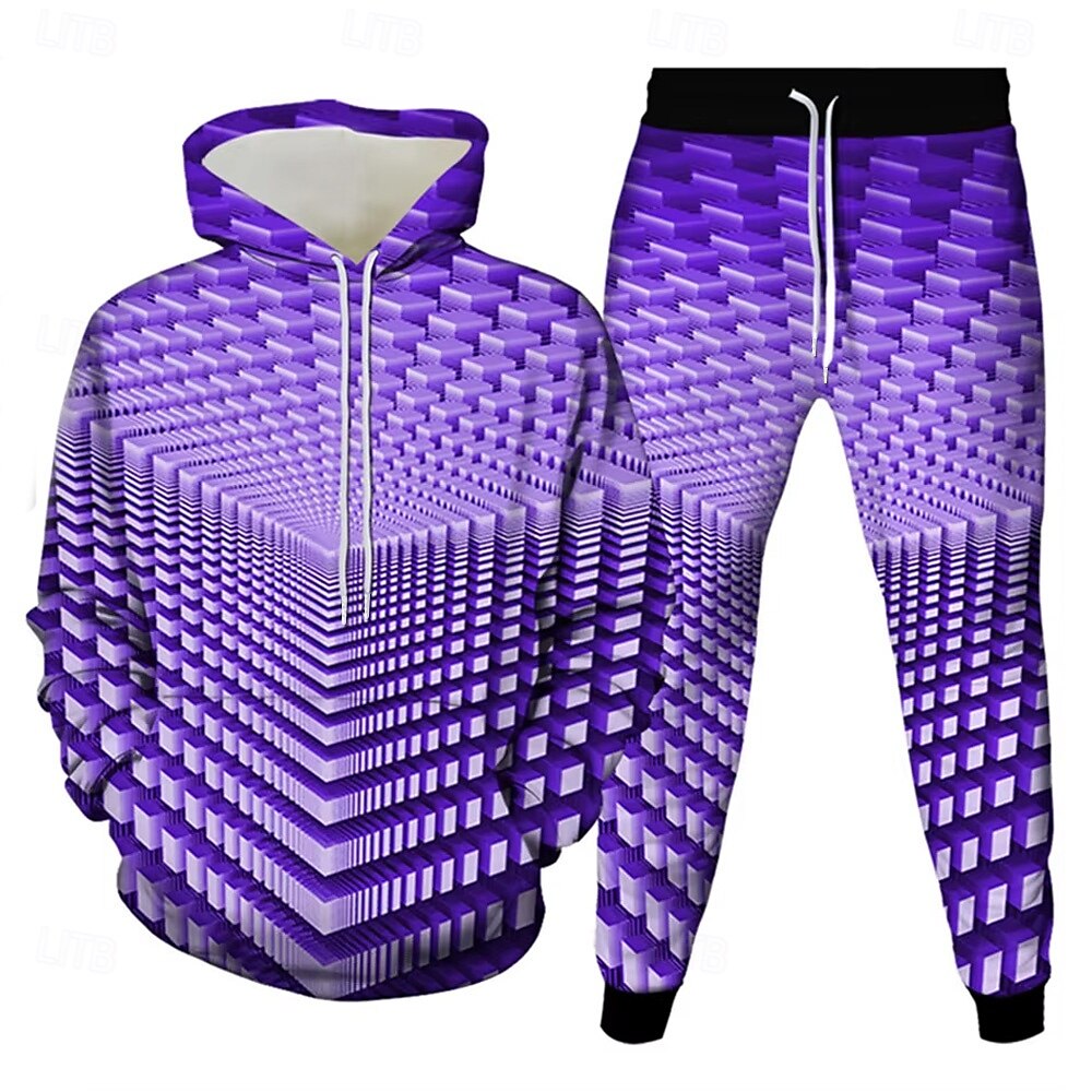 Per uomo Geometrico Illusione ottica 2 pezzi Set di felpe 3D Tuta Felpa con Cappuccio Manica Lunga Pantaloni lunghi Con Cappuccio Casual Quotidiano Athleisure Stampa 3D Primavera Autunno Inverno del 2025 a $39.99 –P4