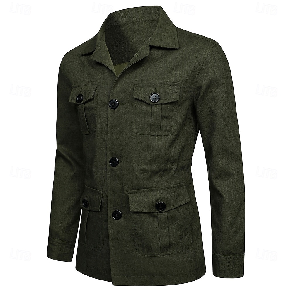 Per uomo Giacca Leggera Blazer 100% lino Scuola Formale Vacanza Elegante Vintage Estate Primavera Lino Tinta unica Tasca Delicato sulla Pelle Comodo Monopetto Un Bottone Bottone frontale Giacca del 2025 a $55.99 –P12