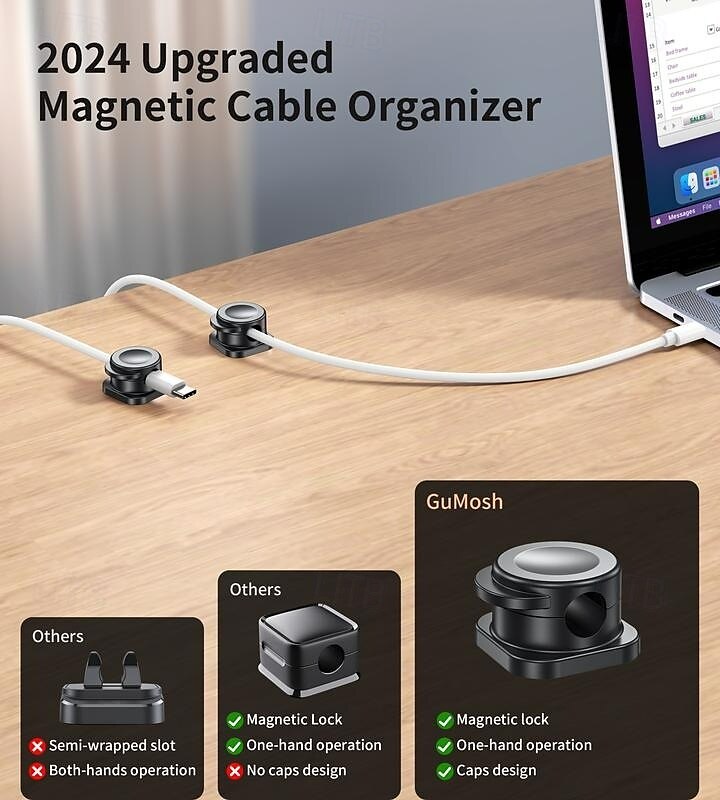 12 kpl magneettisia kaapelikiinnikkeitä työpöydän johdon järjestäjä auton johdonpidike latauskaapelin hallintapidikkeet usb-kuulokkeille puhelimen laturin pistokkeen johdonpidike 2025 - $9.49 –P2