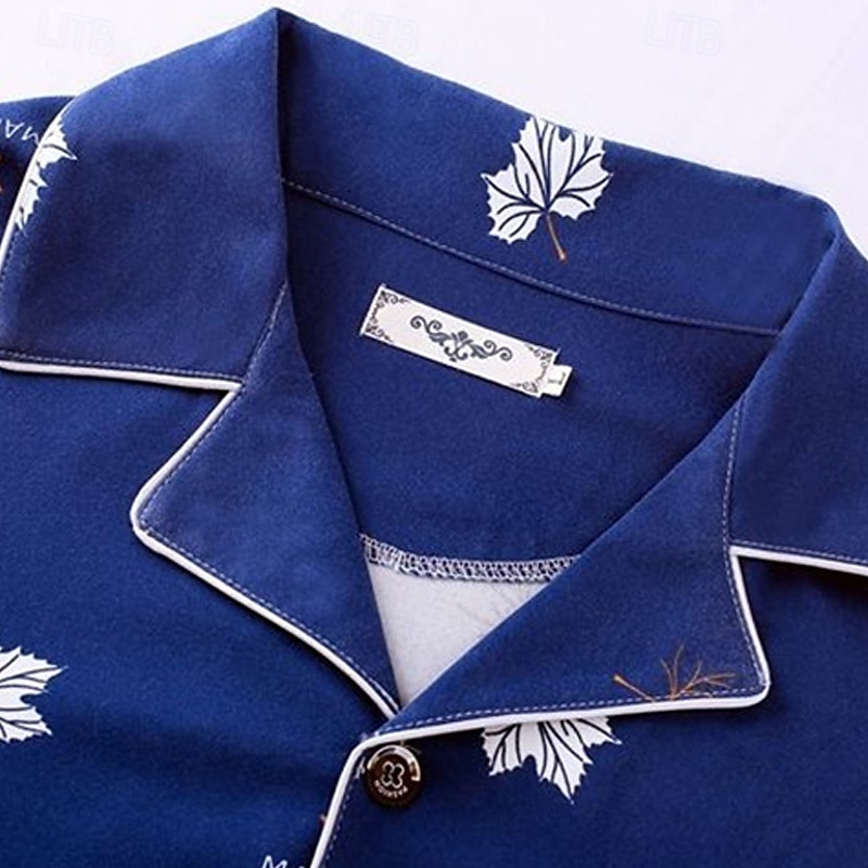 Per uomo Pigiami Set Pigiama Top e pantaloni del pigiama 1 Set Stampe Grafiche Moda Elegante Classico Casa Quotidiano Da letto Poliestere Comodità Morbido Traspirante Bavero Manica Lunga Camicia del 2026 a $17.99 –P4