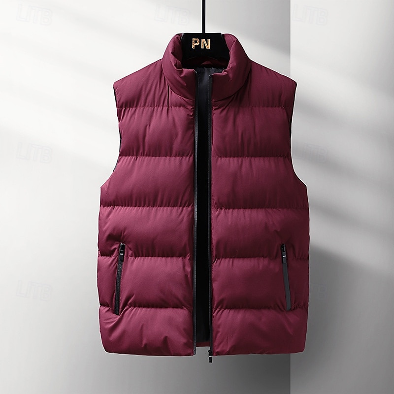 Herre Vest til turbruk Puffervest Ermeløs سترة Utendørs Hold Varm Vinter Lomme Polyester Burgunder Blå Grå Jakt Fisking Klatring 2025 - $11.59 –P3