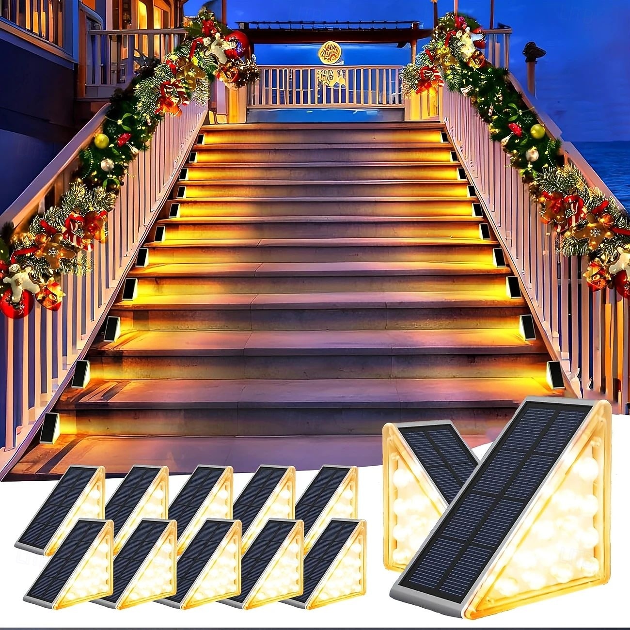 Lumières de Marche Solaire 2/4 Pcs Extérieures 13LEDs Lumières de Marches Solaires IP65 Étanches Lumières de Jardin pour Escaliers Pas de Patio Porte Avant Éclairage Décoration pour Halloween de 2026 ? $29.99 –P2