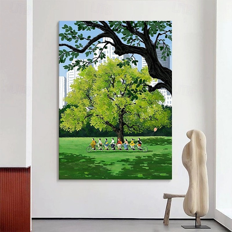 Peinture à l'huile faite à la main sur toile, décoration murale, paysage vert impressionniste, art de guérison pour la décoration intérieure, cadre tendu, peinture suspendue/enroulée, sans cadre, de 2025 ? $100.99 –P2