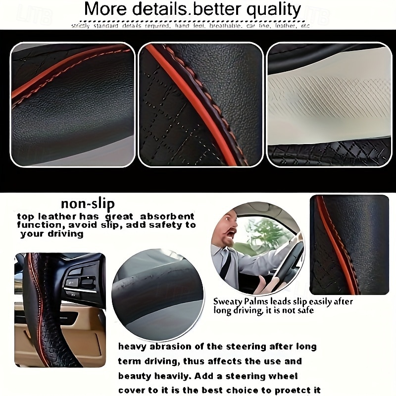 15in Steering Wheel Cover - Non-Slip Grip Soft PU Leather Steering Wheel Case with Anti-Slip design Compatible with Most Cars Trucks SUVs - Durable & Easy-Clean Dashboard Protector for Drivers & pa 2025 - $42.99 –P6