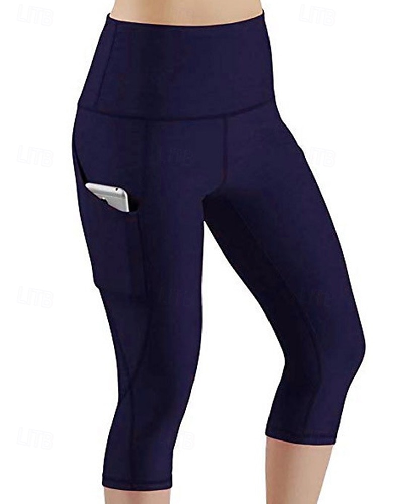 Per donna Leggings capri Leggings da yoga con tasche Controllo addominale Vita Alta Palestra Atletico Pilates Pantaloni Nero Verde militare Borgogna Autunno Gli sport Abbigliamento sportivo del 2025 a $10.49 –P6