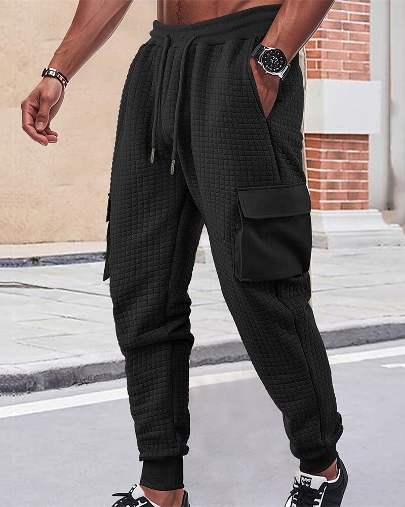 Men's Cargo Sweatpants Sweatpants Joggers Trousers Waffle Pants Drawstring Elastic Waist Multi Pocket Plain Comfort Daily Sports Outdoor Fashion Casual Wine Khaki Micro-elastic 2026 - $21.99 –P16