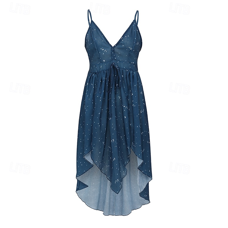 Per donna Abito Midi Abito Boho Abito occidentale Moda Classico Moderno Vacanza Quotidiano Uscire Vestibilità regolare Semplice Senza Maniche Scollo a V Blu scuro Estate del 2025 a $28.99 –P4