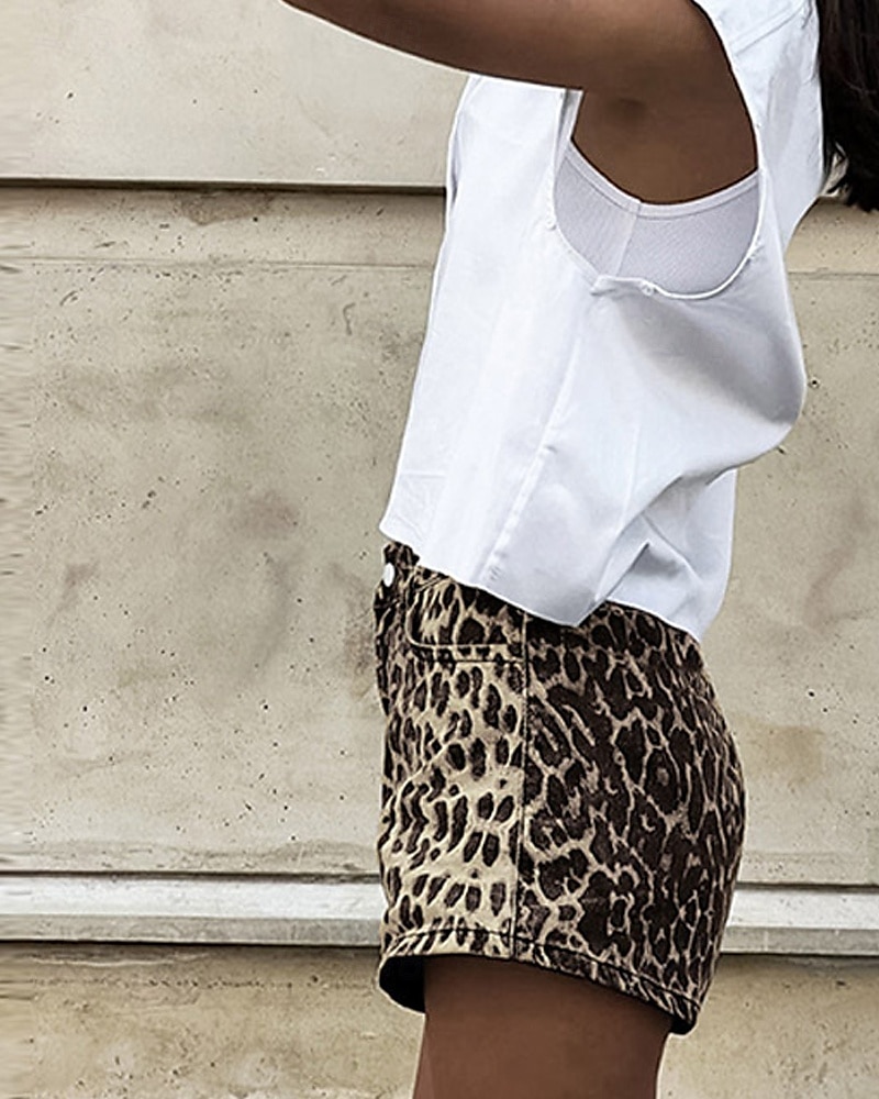 Dámské Kraťasy Kalhoty Šik ven Na běžné nošení Krátký Přírodní Leopard Kapsy Elastický pas Pohodlný Pohodlné Dovolená Jdeme ven Hnědá Léto Běžný 2025 - $23.99 –P6