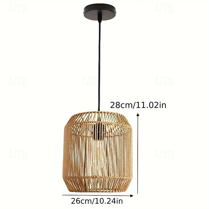 Rattan Pendant Light - Boho Lamp Hanging Diameter 26 cm Vintage Ceiling Light Rattan E27 Pendant Light Braided for Dining Table Kitchen Living Room Bedroom Hallway 2025 - $101.99 –P6