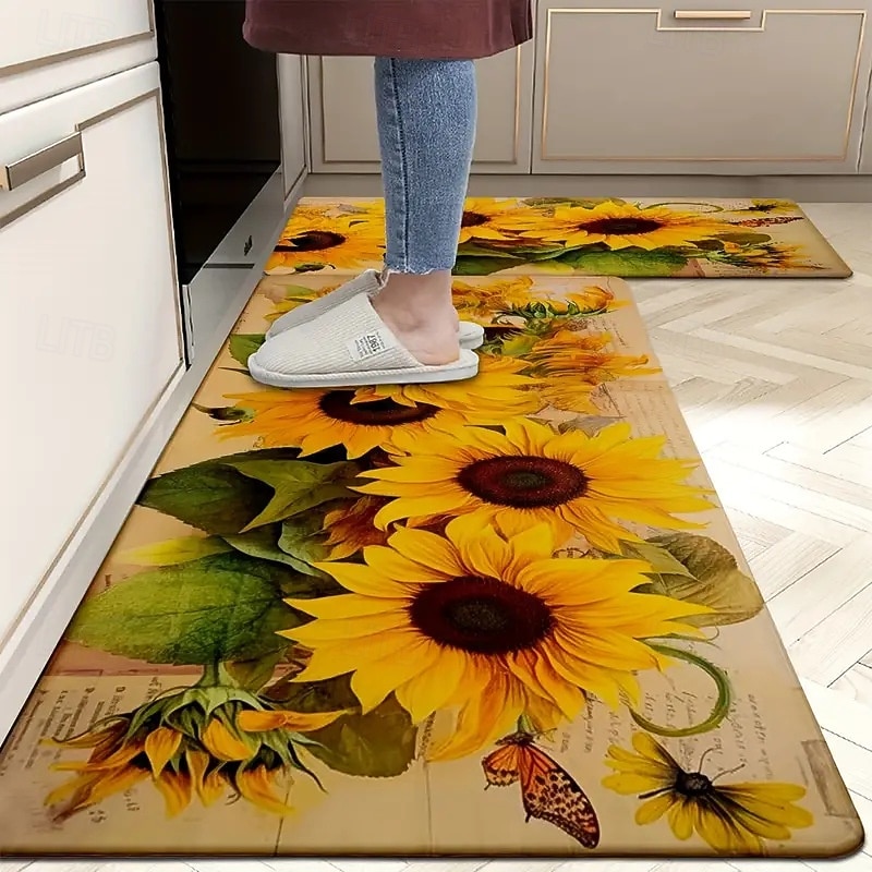 Sunflower Series Long Kitchen Mat - Non-Slip, Stain-Resistant, Absorbent Rug for Entryway & Home Use 2025 - $7.49 –P1
