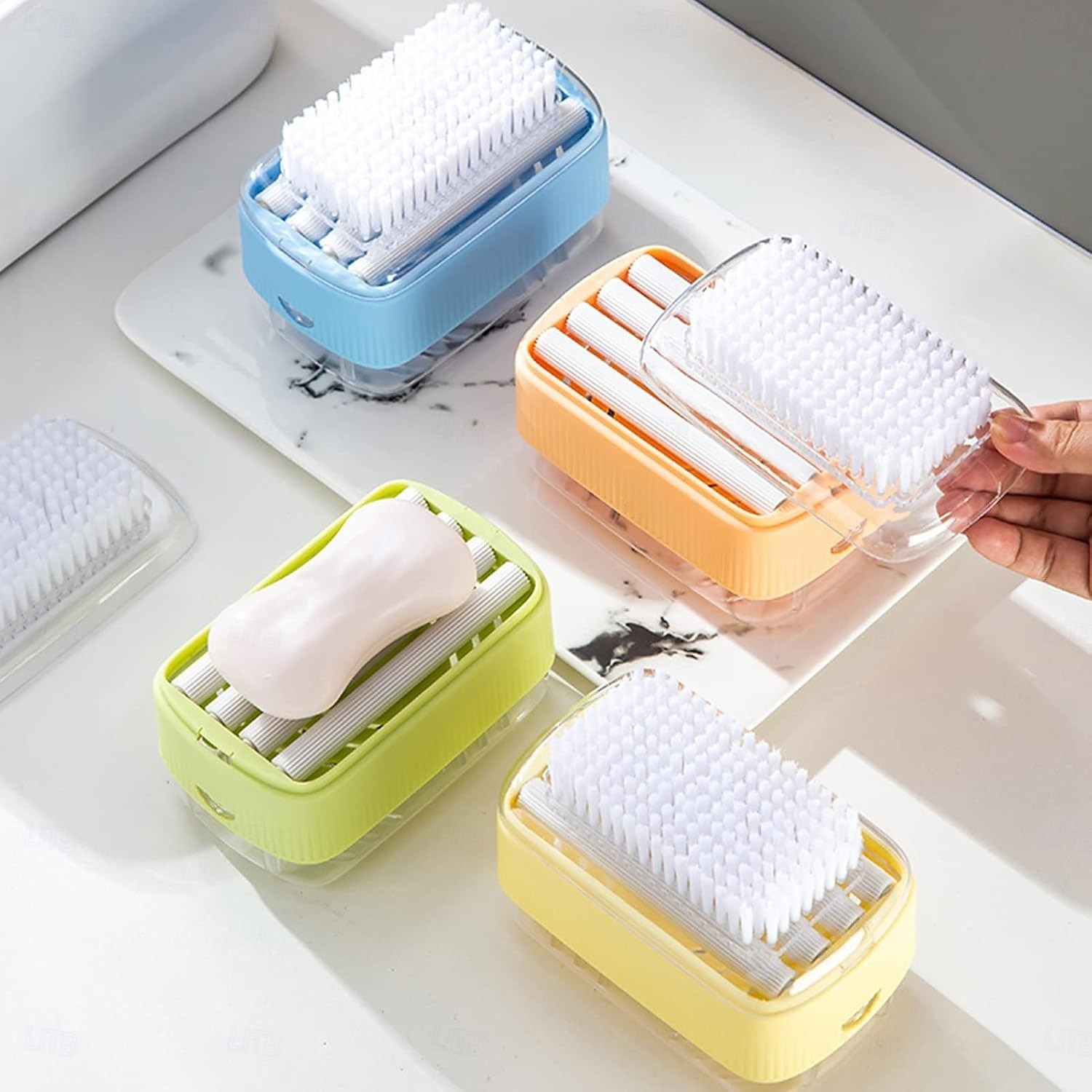 multifunktionale Seifenschaumbox mit Rolle&amp;Kleiderreinigungsbürste mit geriffeltem Griff, Seifenschaum aus Kunststoff, Wäschebox, perfekt für die Wäsche&amp;Körperpflege, Seifenspender 2025 - $12.99 –P7