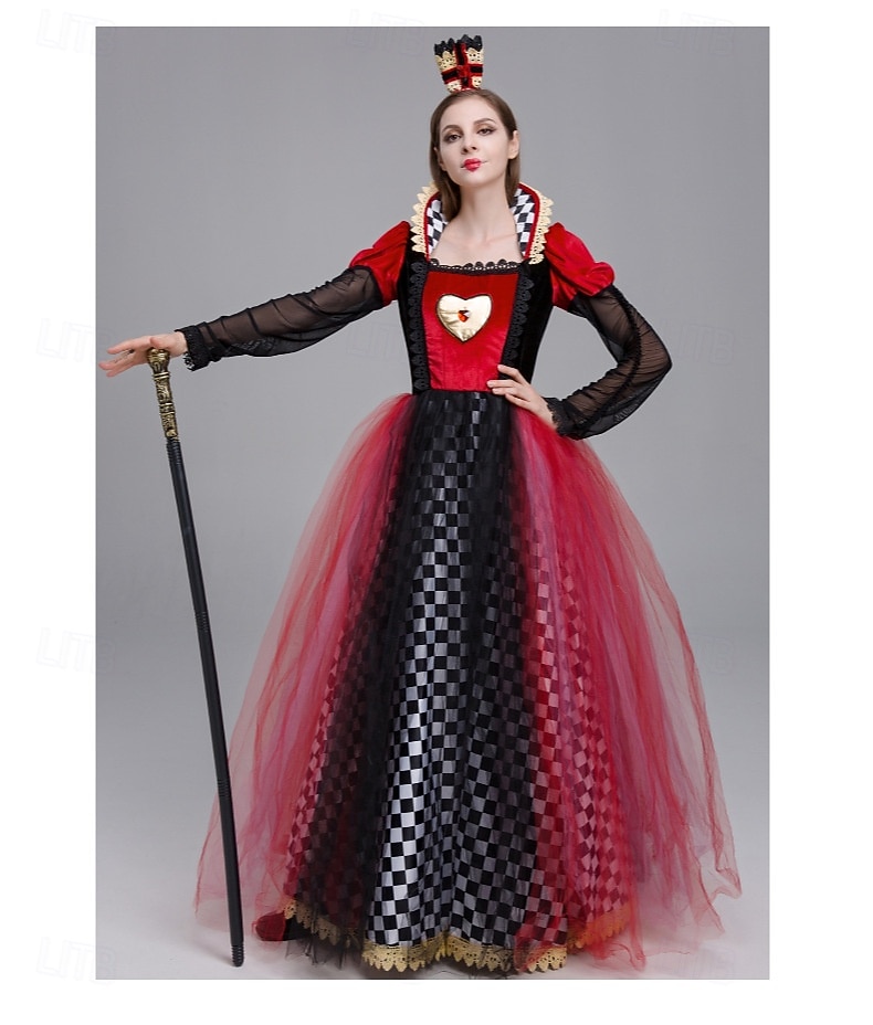 Punainen kuningatarmekko Liisa Ihmemaassa -asu Halloween-ryhmäperheasut lapsille aikuisille naisten tyttöjen opettajille cosplay-asut naamiaiset helppo karnevaaliasu 2026 - $47.99 –P8