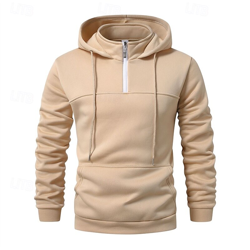 Per uomo Felpa con cappuccio Felpa con cappuccio e zip corta Aalbicocca Nero Vino Blu marino Verde scuro Con Cappuccio Semplice Coulisse Zip a un quarto Sport & Outdoor Quotidiano Ferie Poliestere del 2025 a $21.99 –P4