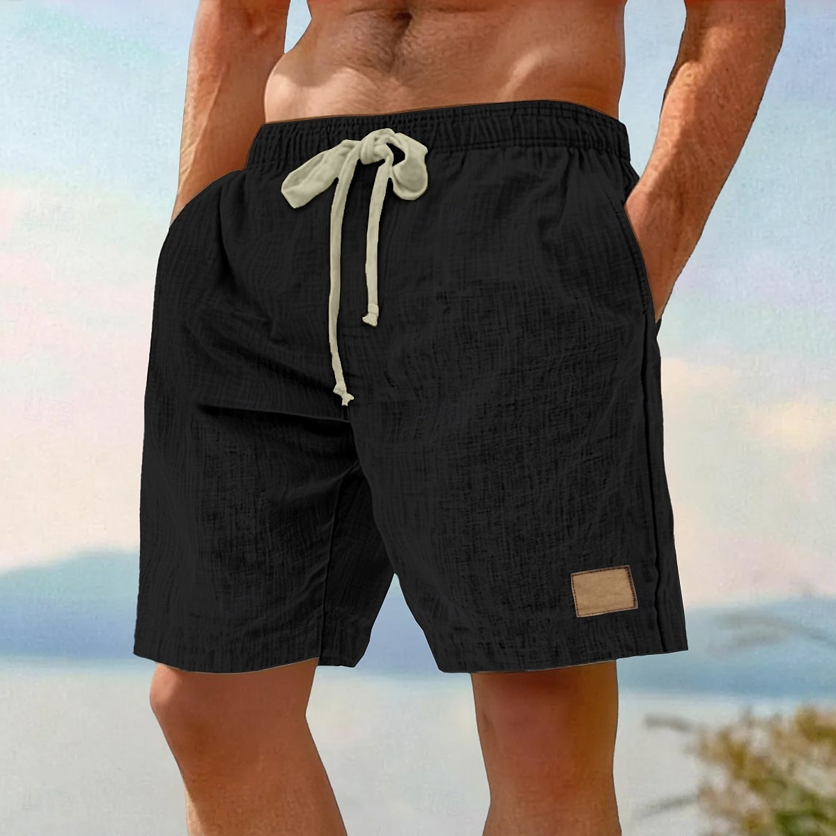 Herr Shorts Sommarshorts Beach Shorts Ficka Elastisk midja Snörning Slät Komfort Andningsfunktion Knelängd Semester Helgdag Strand Semester Hawaiisk Svart Rodnande Rosa Oelastisk 2025 - $21.99 –P12