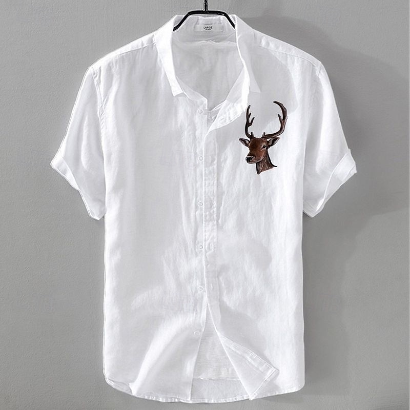 Homme Chemise en lin Chemise Décontractée Chemise en coton et lin Chemise Boutonnée À Motif Animal Vacances Tenue quotidienne Blanche Marine foncé Bleu Ciel Kaki Manche Courte Revers Toutes saisons de 2026 ? $25.99 –P5