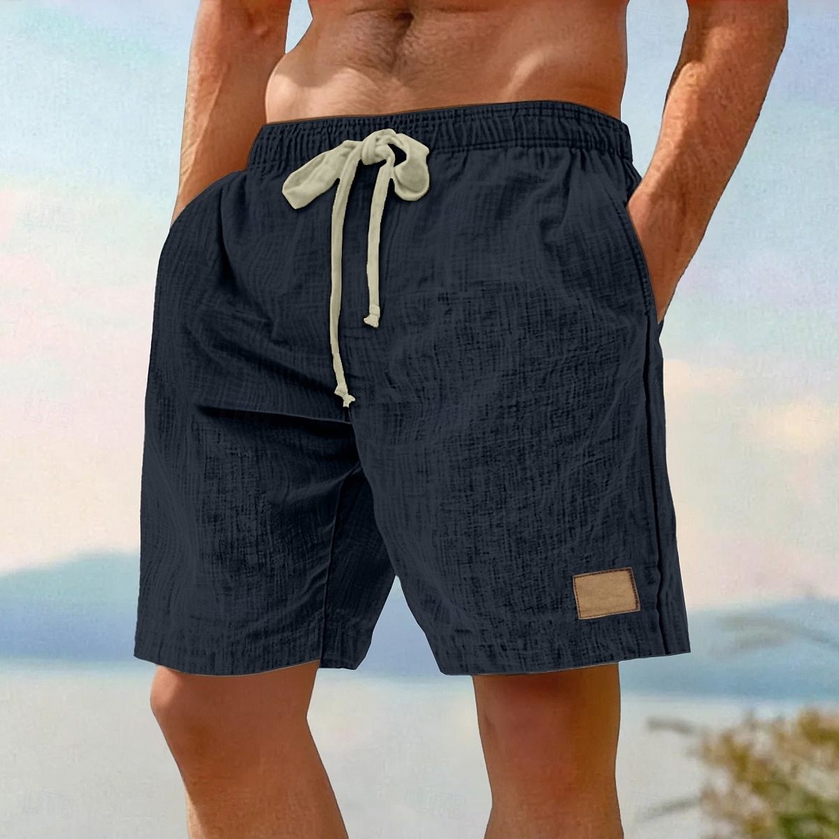 Herr Shorts Sommarshorts Beach Shorts Ficka Elastisk midja Snörning Slät Komfort Andningsfunktion Knelängd Semester Helgdag Strand Semester Hawaiisk Svart Rodnande Rosa Oelastisk 2025 - $21.99 –P11