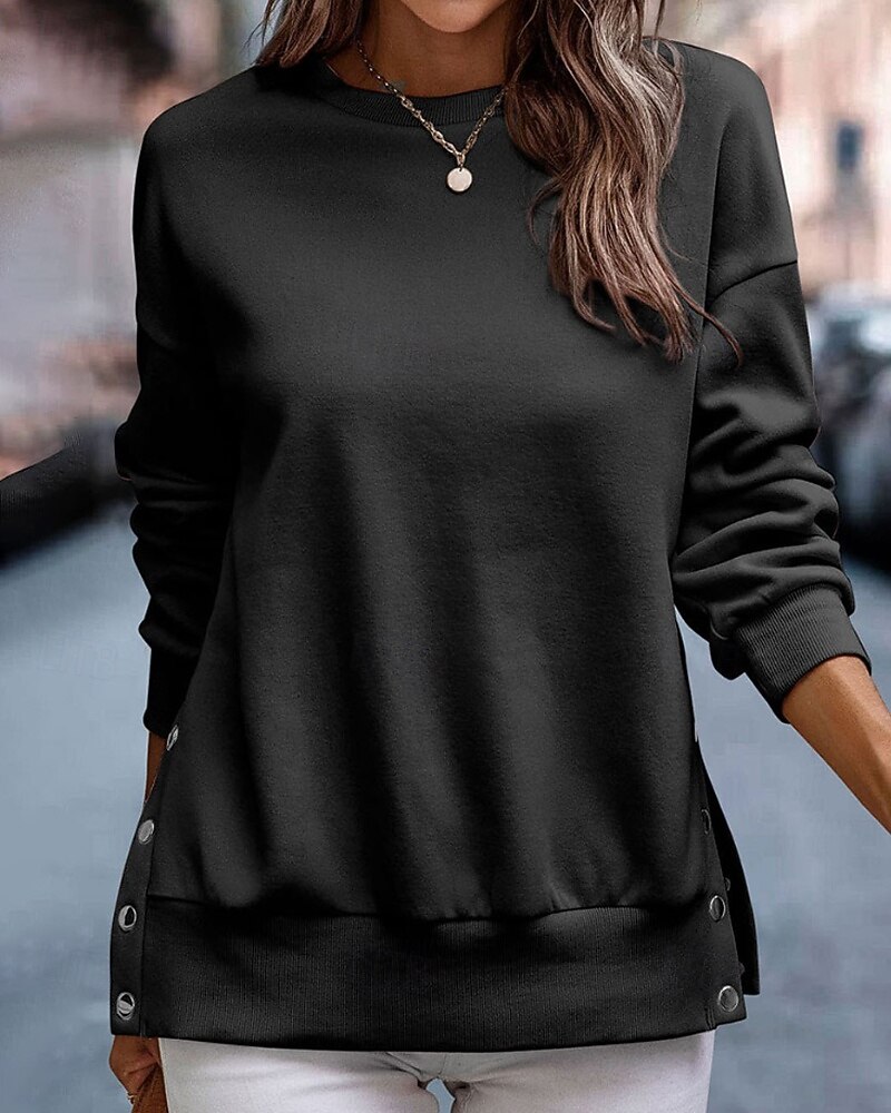 Damestrui met lange mouwen en ronde hals, losse blouse, lange mouwen, hemd, pullover, sweatshirt, bovenstuk, top, shirts, ronde T-shirt, modieus, bedrukte blouse, herfst, dames, 2, blauw, XXL