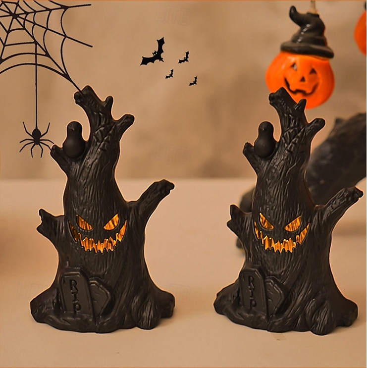 1 pezzo da 15,2 cm di Halloween, a forma di ceppo d'albero con faccia di fantasma, a LED, elettronico, per interni ed esterni, per feste di Halloween, ristoranti, camere da letto, cortili, atmosfera, del 2025 a $7.99 –P4