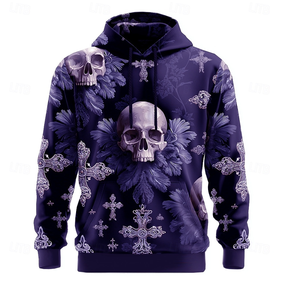 Halloween Hombre Cráneos Sudaderas Sudadera Abrigos Sudadera con capucha Cuello Barco Punk Impresión 3D Discoteca Ropa de calle Negro Azul Piscina Correa 3D Otoño Invierno Diseñador 2025 - $26.99 –P6