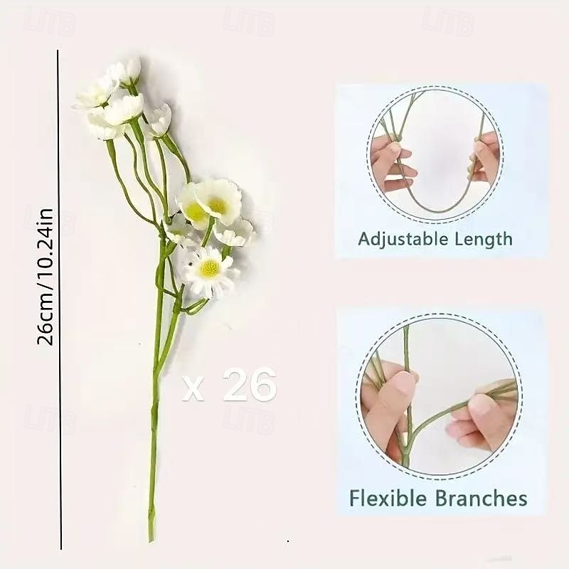 26-Pack Artificial Chamomile Flowers, Realistic White Faux Wedding Bouquets, INS Style Floral Decor for Home, Office, Outdoor Garden, Wedding Arrangements, Wall and Fence Hanging, Arch Decorations, and Photography Props 2025 - $18.99 –P6