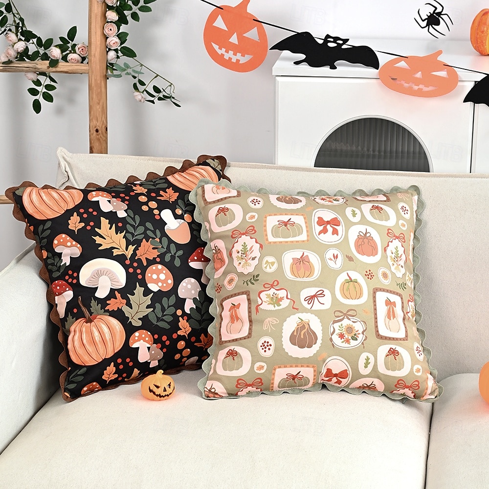 1 stk. halloween putetrekk, gresskar geometrisk uformelt firkantet glidelås tradisjonell klassisk 2025 - $15.99 –P3