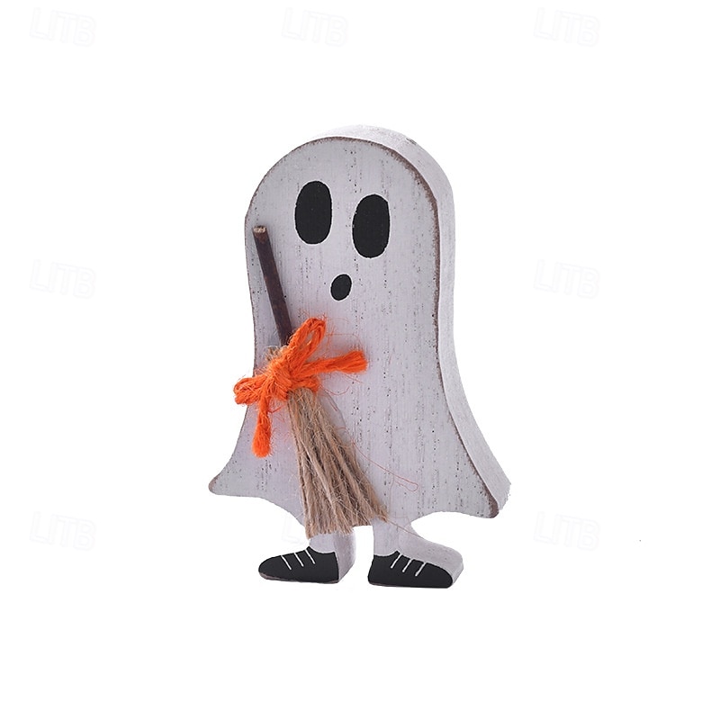 Halloweenská dřevěná vrstvená dekorace na tác s duchy a netopýry, strašidelné halloweenské ozdoby na stůl, rustikální dřevěné cedule pro vrstvené vystavení táců a dekorace na párty. 2025 - $6.49 –P8