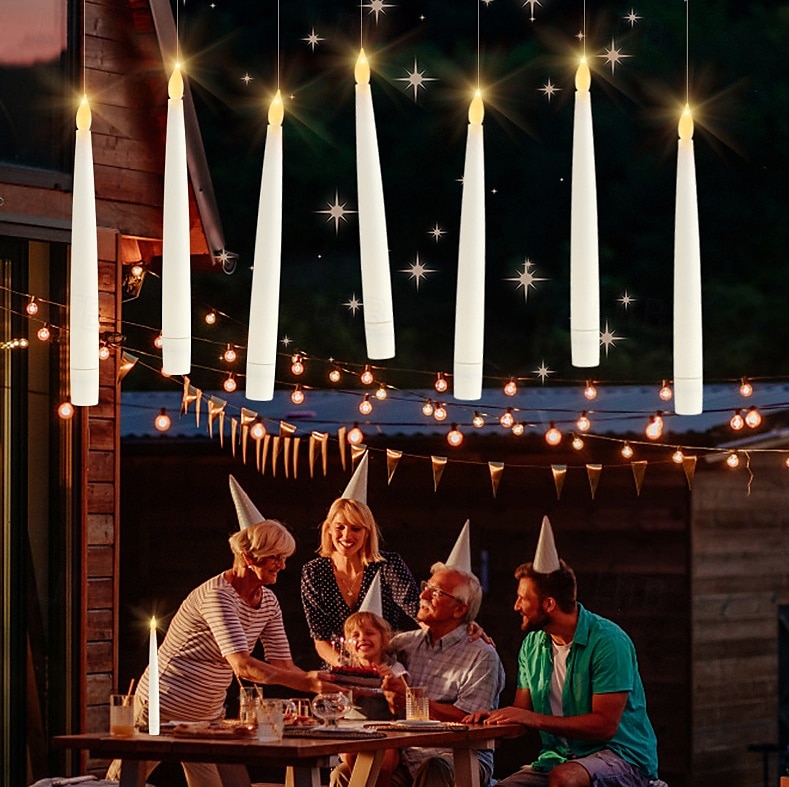 10/12/20 Pcs Suspended Electronic Candle Lamp Pencil Magic Wand Remote Control Halloween Christmas Party Atmosphere Decoration Lamp AAA Battery Box 2025 - $32.99 –P2