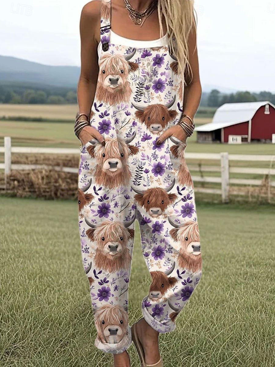 Mulheres Jardineiras Ativo Floral Sem Manga Com Cordão com bolso Férias Diário Ajuste Largo Branco Vermelho Roxo Verão de 2025 por $34.99 –P1