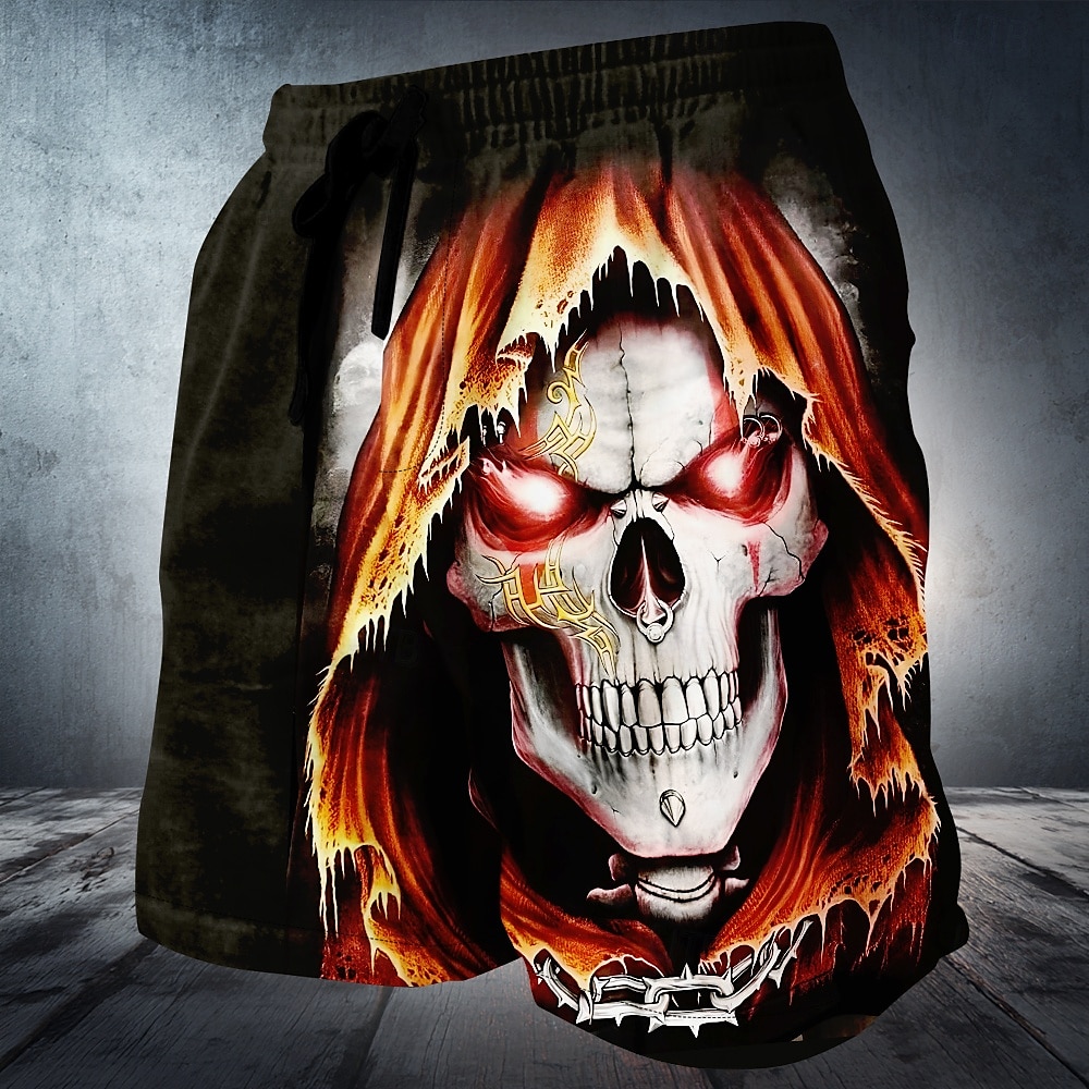 Hombre Cráneos de impresión en 3D Muerte Pantalones cortos de sudor Pantalones cortos de playa Pantalones cortos de felpa Media cintura Estilo gótico oscuro Vacaciones Festivos Impresión 3D con 2025 - $19.99 –P1