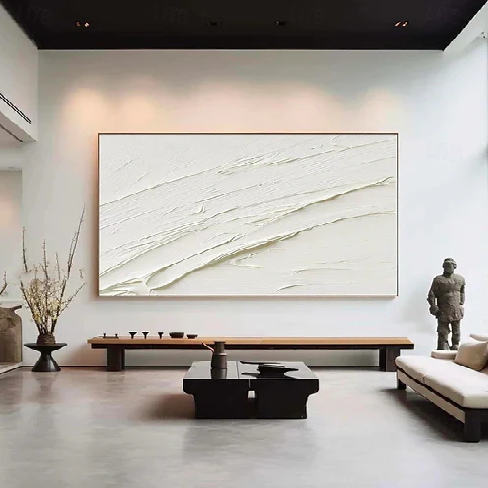 White abstract oil painting hand painted  white 3D wall art oil painting large abstract painting handmade  modern minimalist painting textured abstract oil painting wall art pattle knife morden art 2025 - $108.99 –P2