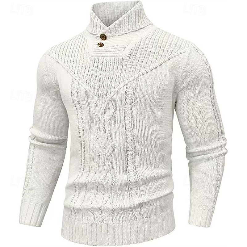 Voor heren Trui Gebreide trui Geribd breien Normale tops Gebreid Effen Opstaande boord Modieus Basic Vakantie Alledaagse kleding Kleding Herfst Winter Wijn Zwart S M L 2025 - $35.99 –P3