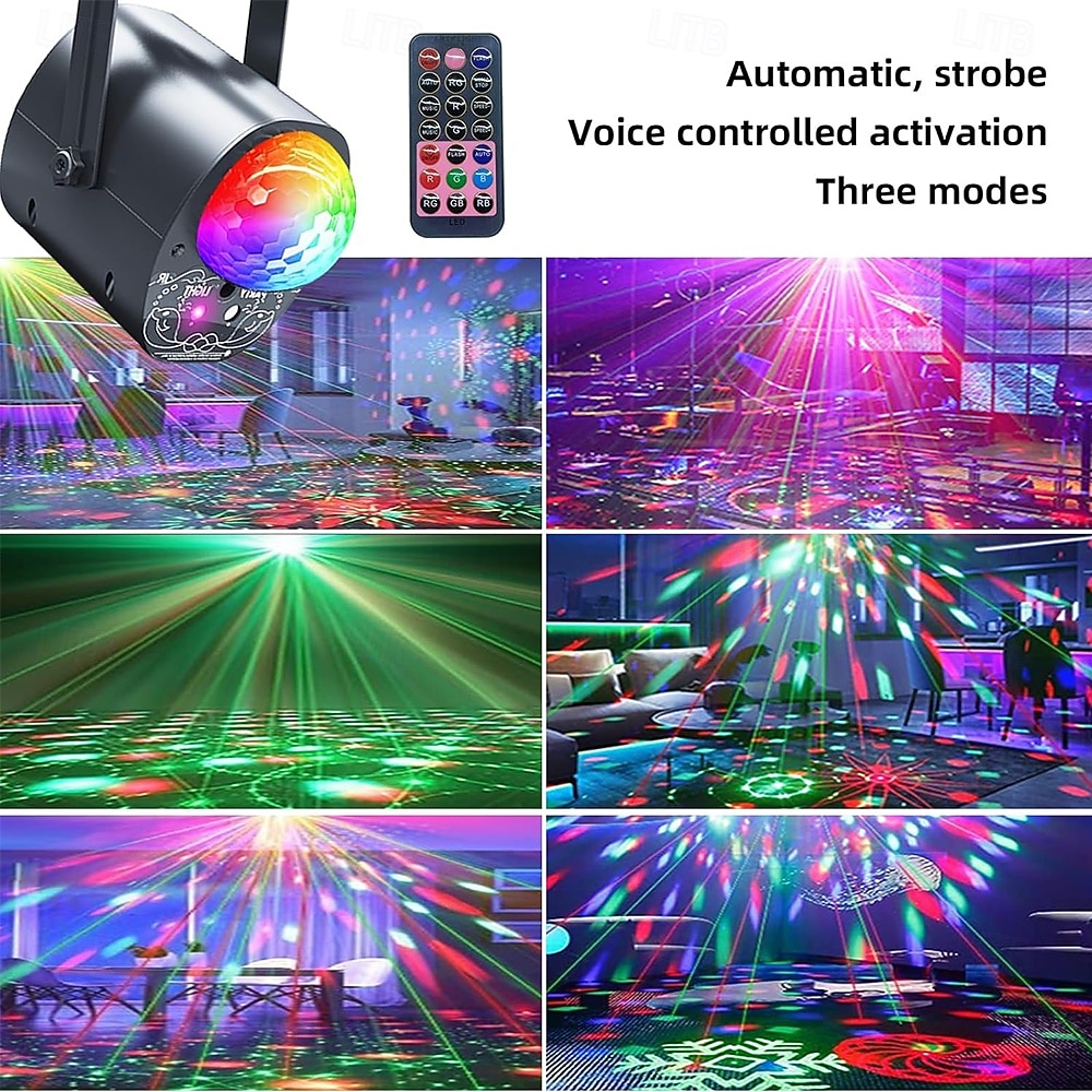 Disco Ball Light with Dynamic LED Stage & Strobe Lights - Sound Activated Party Lighting for DJ Club Bar Weddings Birthdays Halloween Christmas DJ Stage Light with Remote Control 2026 - $52.99 –P3