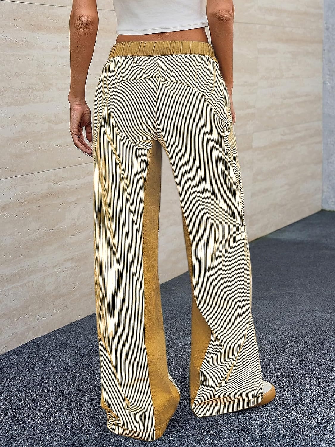 dam bomullsblandad denim culottes vida ben semester vintage snygg full längd medelhög midja randig lapptäcke randig bekväm oelastisk utomhus semester hem marinblå jordgul svart armégrön 2025 - $44.99 –P13