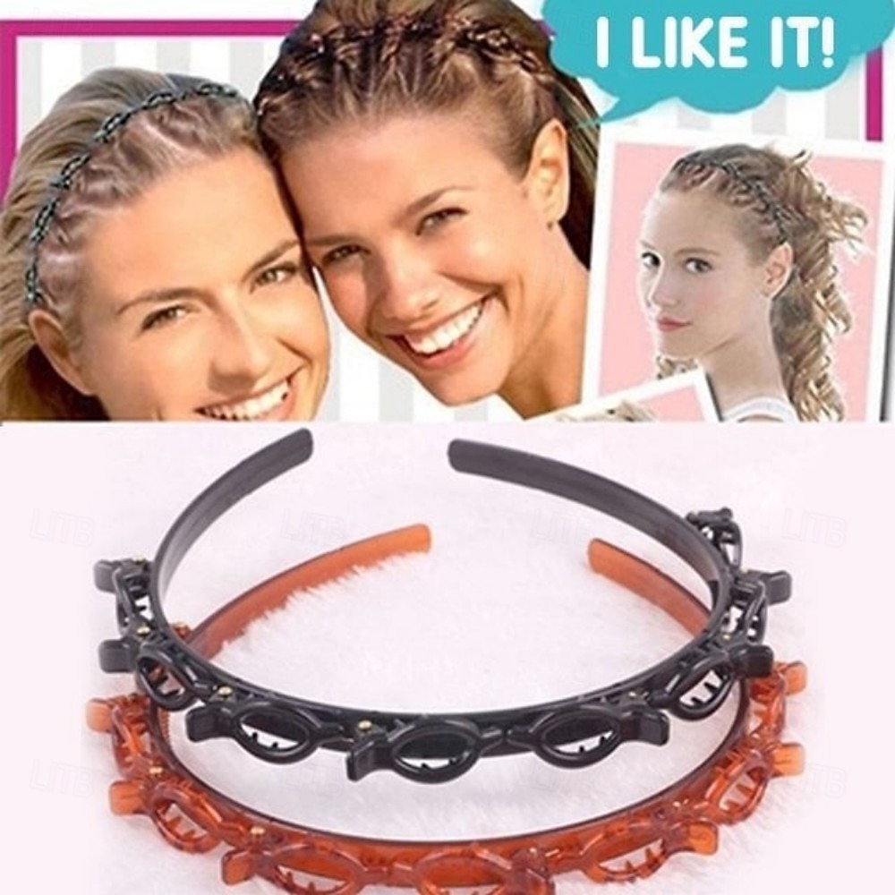 2 db-os dupla frufru frizura hajtű, többrétegű üreges fonott fejpánt, dupla rétegű frufru csatos hajpánt, divatos keresztbe tett hajkarika nőknek és lányoknak 2026 - $11.99 –P5