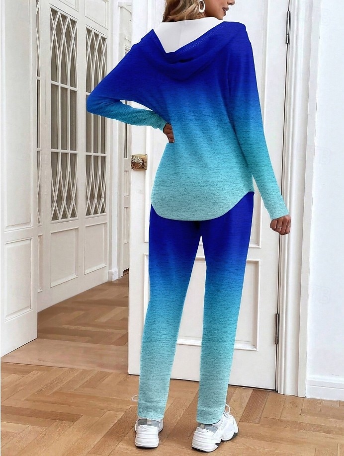 Femmes Actif Quotidien Sweat à capuche Survêtement Ensembles de Pantalons manche longue À capuche A Ombre Graphique Cordon de serrage Imprimé Extérieur Occasionnel Rose Claire Bleu Printemps Coupe de 2025 ? $49.99 –P2