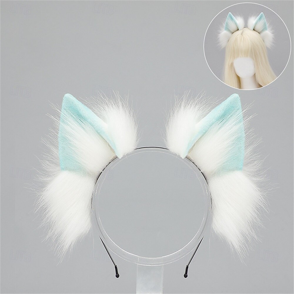 Fascia con orecchie da lupo realistiche – orecchie da volpe e lupo lolita fatte a mano per cosplay, stile kc, feste, convention e accessori per giochi di ruolo del 2025 a $30.99 –P12